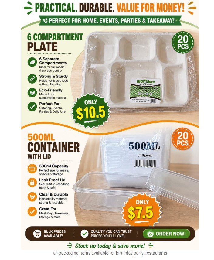 6 Compartment Plate – 20 pcs
