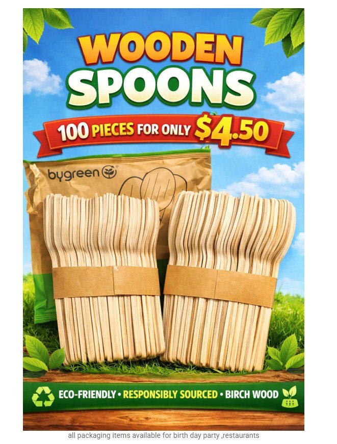 Wooden Spoons – 100 pcs